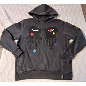 Roku Studio Eyes Tear Dripping Hoodie Men's Size Medium Black Hoodie Sweatshirt